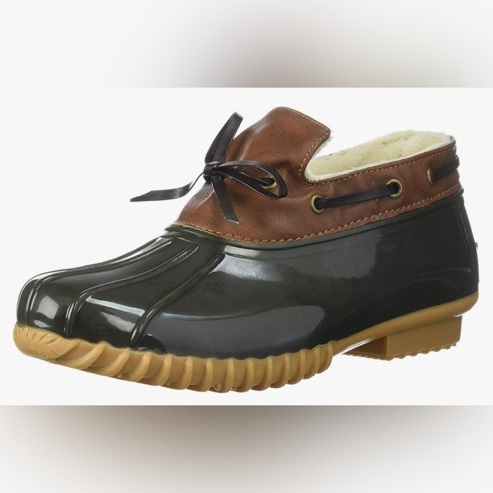 Sporto Patty Brown and Black Duck Boots faux fur 8 M women’ rainboot